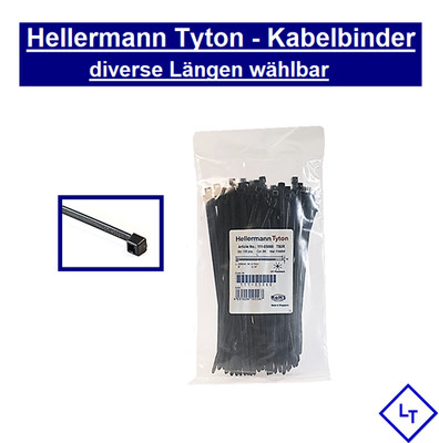 Hellermann Tyton Kabelbinder schwarz 2,5x100 3,5x150 4,7x205 4,7x300 VPE 100x