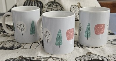 MSRF Design Studio Mugs 3 Lot Trees Holiday Winter Ceramic Coffee Tea Cups