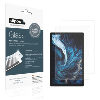 2x Schutzfolie für Digma Pro Pulse 10.4 matt - Anti-Shock 9H Folie dipos Glass