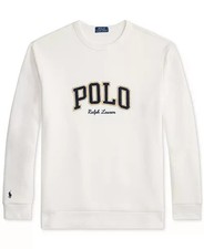  168 Polo Ralph Lauren Logo White Fleece Sweatshirt Embroidered Pony Size M New