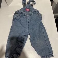 VTG OshKosh B'Gosh Baby BGosh 24 Months Denim Girls Vestbak Overalls Light Wash