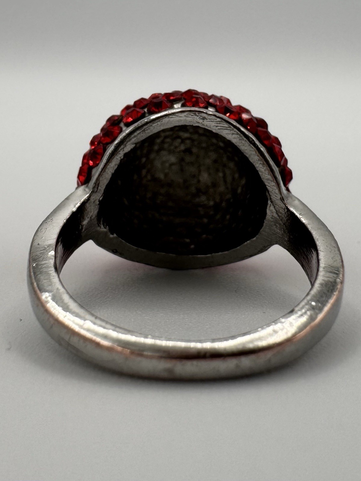 Red Rhinestone Dome Statement Ring Silver Tone Pa… - image 6