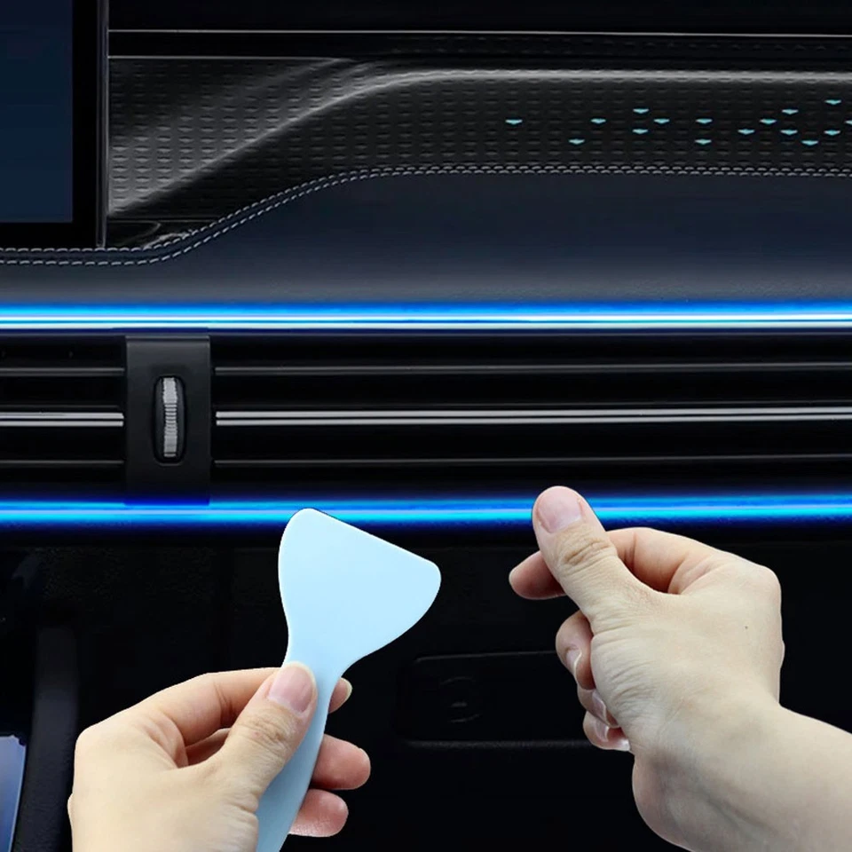 USB interior de carro RGB LED faixa de luz ambiente luz invisível suporte controle APP - Imagem 4 de 4