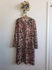 Womens Midi Stretch Animal Print Longsleeve Aline Dress 2 XL Arabul Collection