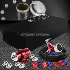 17 GALLON TOP-FEED COATED FUEL CELL TANK+PRESSURE REGULATOR+INLINE FILTER RED