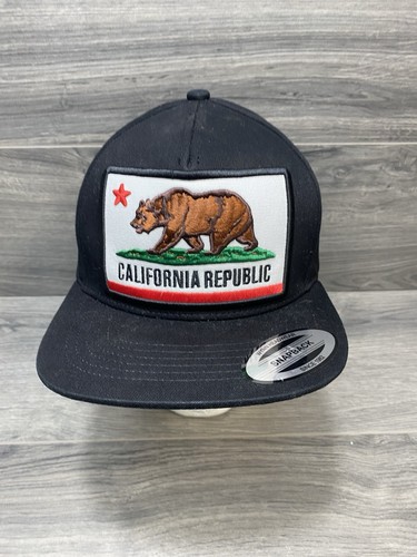 Wynn Headwear California Republic Snapback Hat Black Men's Bear Adjustable Cap