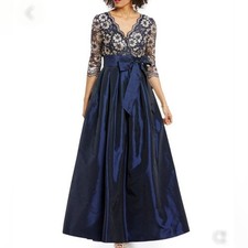 Jessica Howard 3/4 Sleeve Lace Taffeta Ball Gown Mother Of Bride/Groom Sz 14