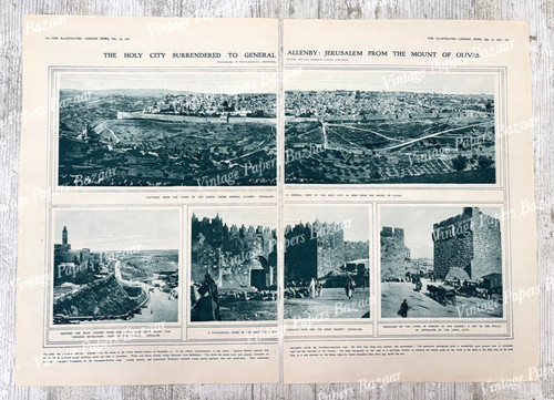 WW1 General Allenby Jerusalem Surrender Mount Olives 1917 antique print article