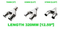 12.59"Length Single/Dual Y-pipe Exhaust Pipe Adapter T201Connector 2.25"/2.5"/3"
