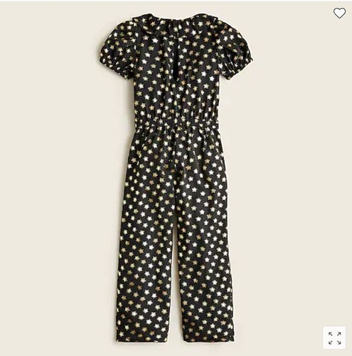 New Crewcuts Toddler Girls Drape Gold Star Ruffle Short Sleeve Black Jumpsuit 4 - Picture 2 of 2