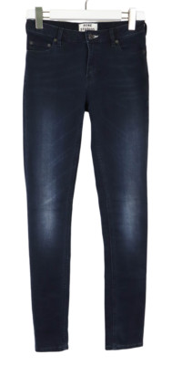ACNE STUDIOS Flex Basement Jeans Women's W26/L32 Dark Blue Faded Stretch Zip Fly