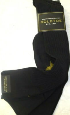 Gold Toe Men's Socks, Men's Gold Toe 794H Canterbury OTC, 3 pair pack, Black