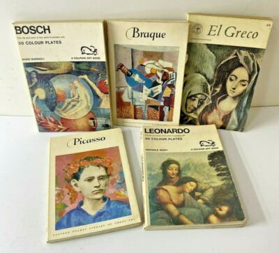 Set of 5 Retro Colour Plate Art Books Inc. Picasso, Leonardo, El Greco, Bosch