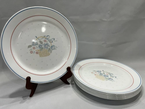 8pc Corelle Country Cornflower Dinner Plate, 10”,  1988-1993, Made In USA, A2645