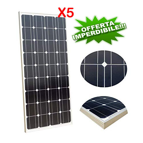 Kit Fotovoltaico 1 Kw Giornaliero Pwm Isola Solare Pannello 100 W 5PZ - Foto 1 di 3