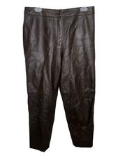 Size 12 Talbots Women's Brown 100 Leather Straight Leg Pants MSRP 278