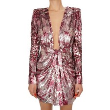 DSQUARED2 RUNWAY Sequin Embroidery Tulle Mini Dress Pink 12292