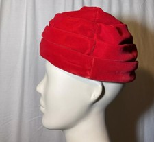Vintage Red Hat Scull Cap Pillbox Hat Paris New York Millinery By Terese