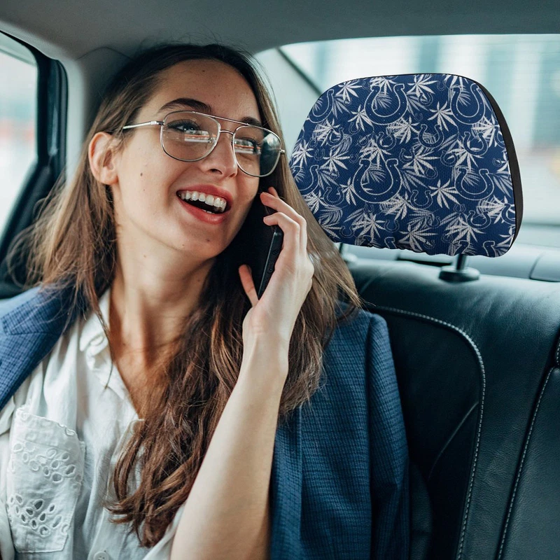 Indianapolis Colts Two Car Headrest Covers, Hawaiian Print Style