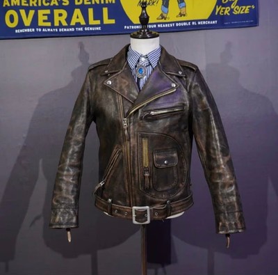 Men's Vintage Cowhide Genuine Leather Motorcycle stylish Jacket XS to 5XL