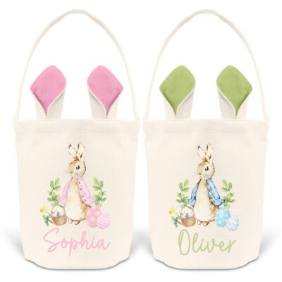Personalisierter Osterkorb, Personalisierter Eiersuchekorb, Leinen Kinder Ostergeschenk