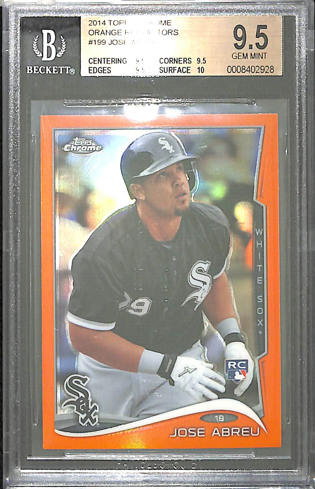 2014 Topps Chrome Orange Refractor Rookie #199 Jose Abreu BGS 9.5