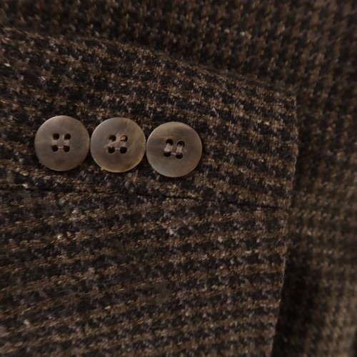 Hopsack Suit XL Brown Houndstooth Check Polyester Wool Jacket Vest 46R - Picture 8 of 19