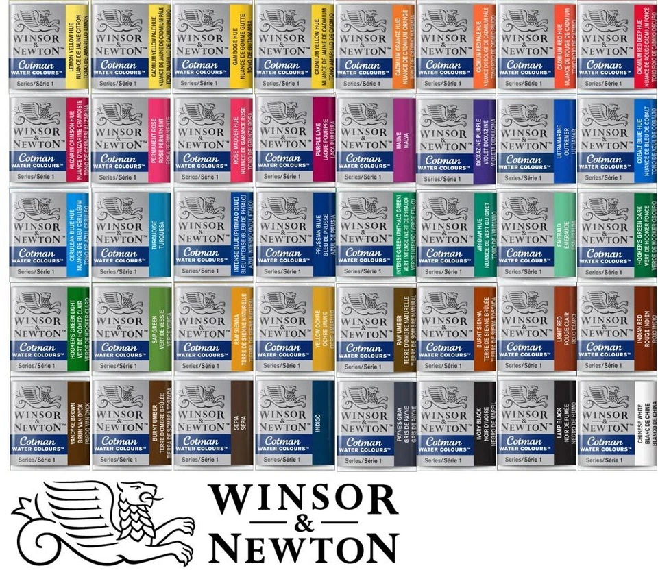 48 Farbtöne Aquarellfarbe WINSOR & NEWTON - Cotman halbe Näpfe - freie Farbwahl