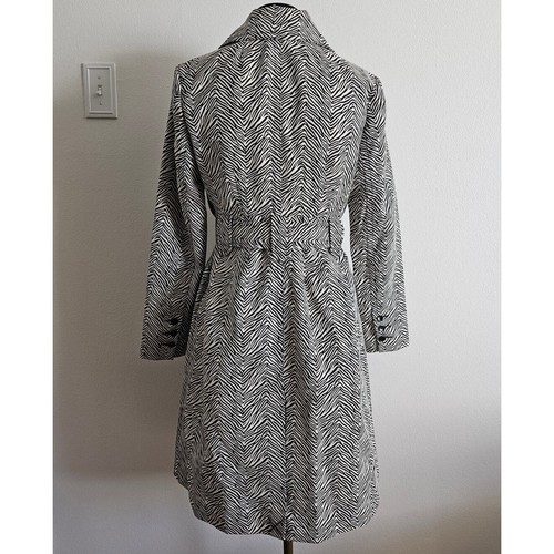 MINT CABI Women's B/W Zebra Animal Print Trench Coat Long Jacket Small S - Picture 5 of 11