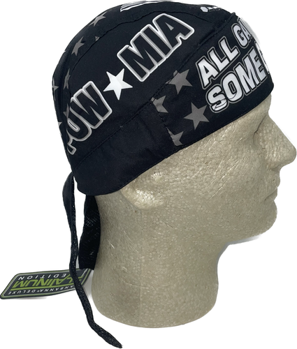 Platinum Doo Rag Skull Cap Biker Durag Sweatband POW MIA Logo Veteran Military - Picture 3 of 5