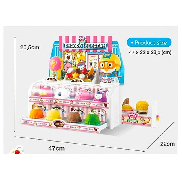 Pororo Kids Ice Cream Shop Play Set, Scoop Stacking Toys Pretend Play
