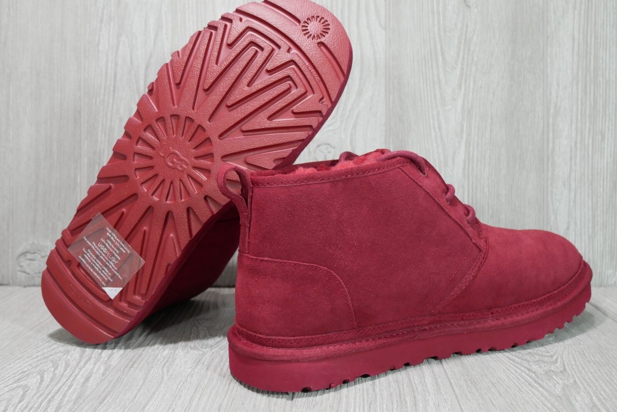 UGG Plush Wool Blend Neumel Chopd Suede Rich Red Chukka 
