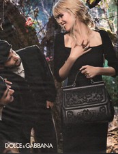 2014 Print ad Dolce & Gabbana Purse dress model Claudia Shiffer  062324