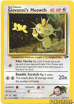 Gym Challenge 43/132 Giovanni's Meowth Pokemon UNLIMITED EDITION