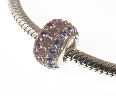Chamilia 925 Silber & Kristall LILA REINE BRILLANZ Charm Perle, Halloween