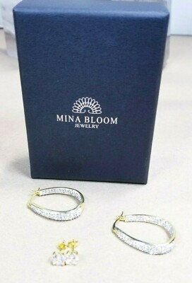 Mina Bloom 2 Pairs 18k Gold Plated Swarovski Crystal Earrings