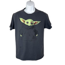 Grogu Baby Yoda Shirt Men Medium Grey Star Wars Graphic Mad Engine Tee
