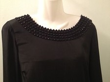 NWOT ASOS BLACK BEAD LONG SLEEVE TUNIC SHIFT DRESS 6/S/M