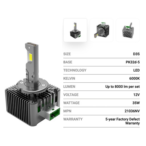 DAMA NEOVISION D3S LED Headlight Bulbs 6000K HID Xenon Conversion Lamps 35W - Picture 6 of 9