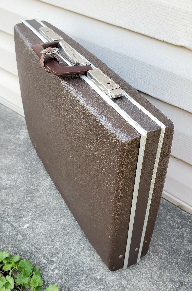 Vintage Brown Hard Shell Briefcase w/ KEYS! Attache Carry Case Organizer Combo image 6