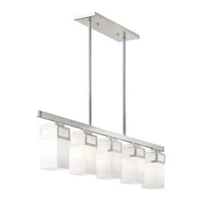 Livex Lighting 40194-91  Modern Luxury Transitional Five Light Linear Chandelier