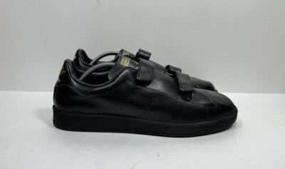 VTG Adidas 2 Strap Black Leather Sneakers Made In France Mens Sz 11.5 US