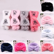 Women Velvet Headband Fleece Bow Hair Band Wash Face Makeup Soft Elastic Band