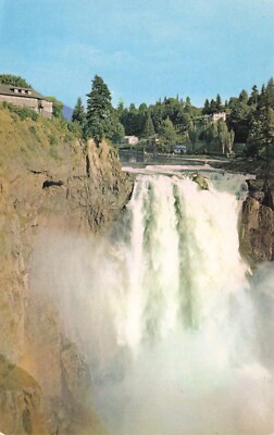 Postcard Washington Snoqualmie Falls Water Cascade Mountains ''White Coal''