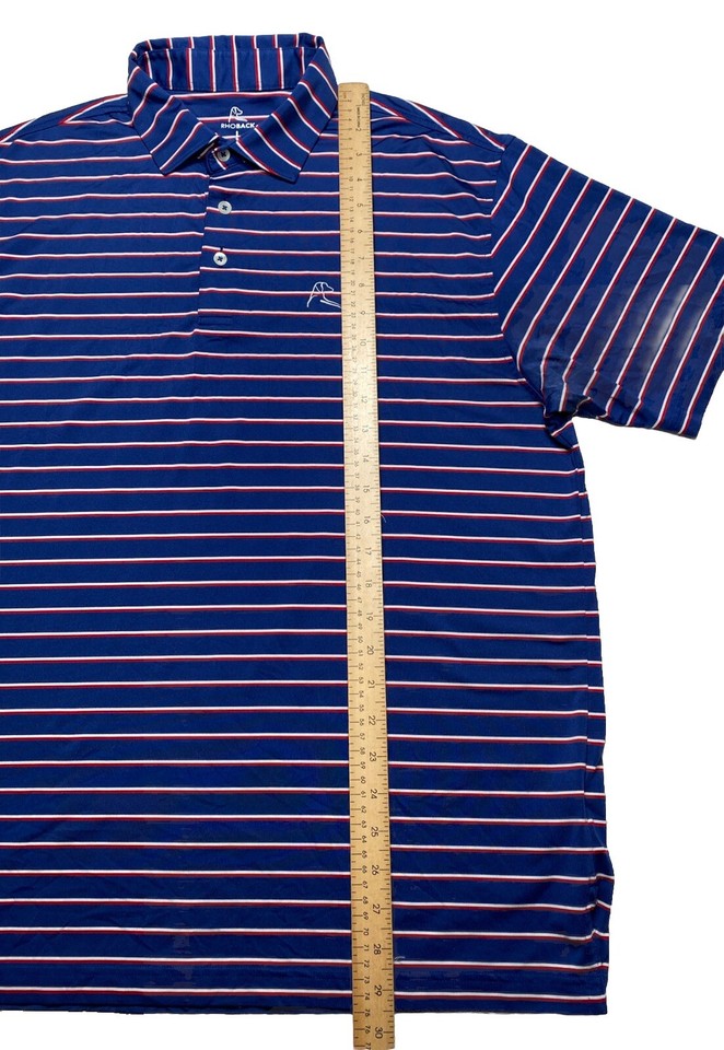 Rhoback Men’s Large Golf Polo Shirt Red White Blue Stripe USA Flag eBay