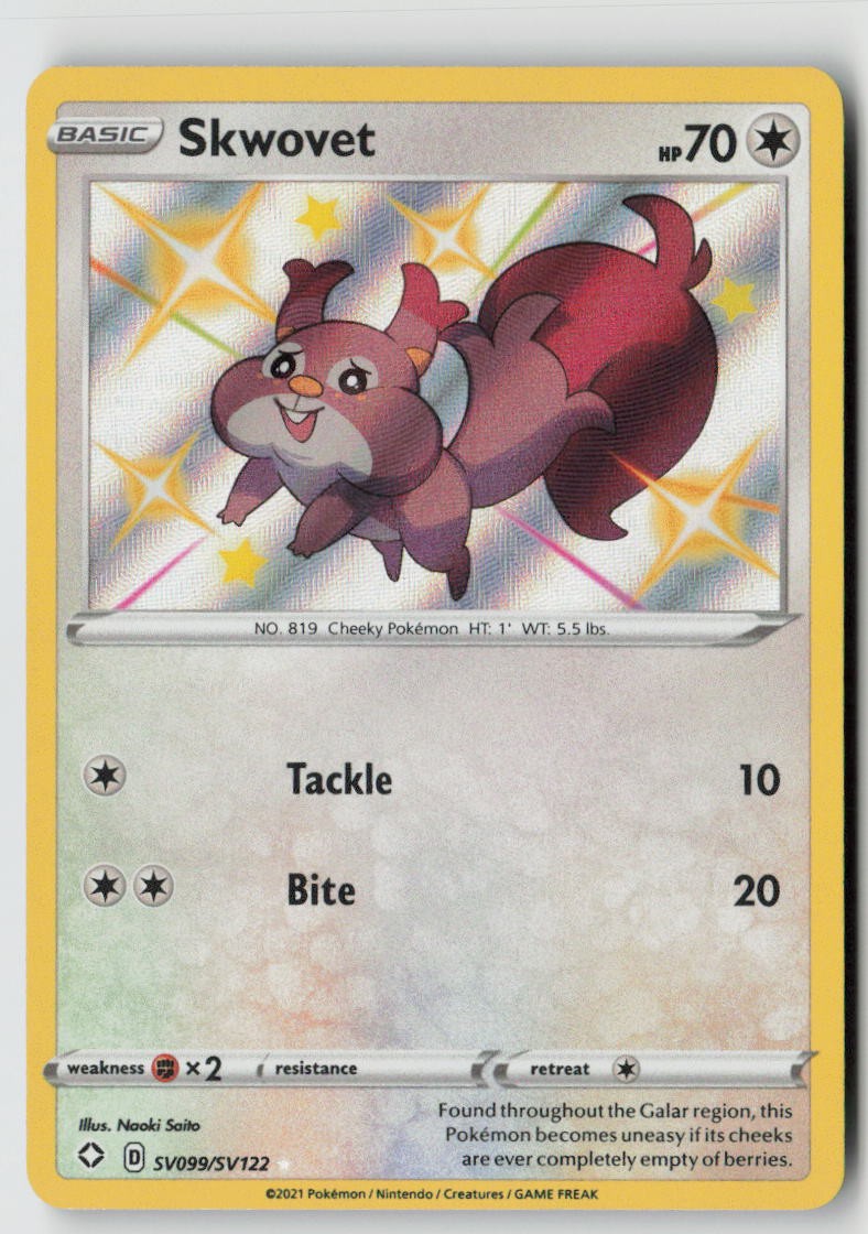 Skwovet SV099/SV122 - Shining Fates: Shiny Vault Holo - PTCG