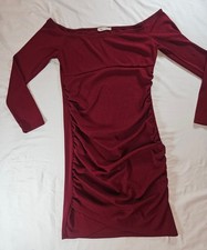 Mezzanine Juniors Deep Red Long Sleeve Off The Shoulder Bodycon Dress Size Large