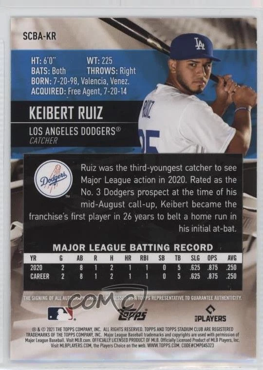 2021 Topps Stadium Club Auto Keibert Ruiz #SCBA-KR Rookie Auto RC - Image 2 of 2