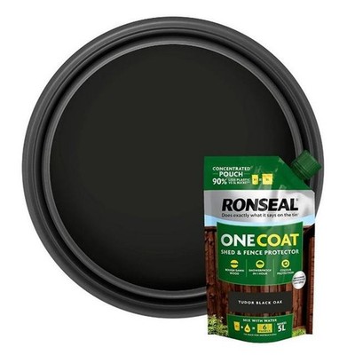Ronseal One Coat Schuppen- & Zaunschutz Nachfüllbeutel Tudor Black Oak 950ml