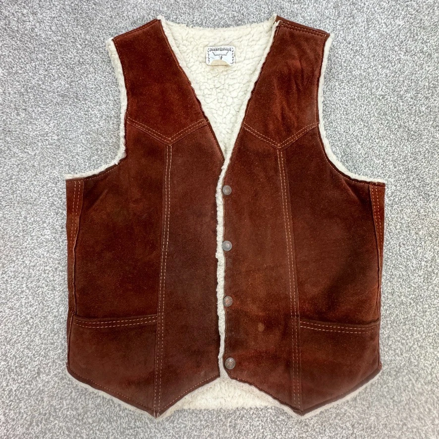 Tuikayoo Suède pak voor heren, vest, vintage, western cowboy vest, normale pasvorm, bruin, S